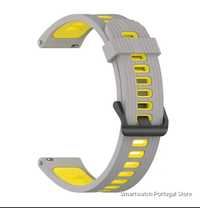 Bracelete 22mm em silicone : Cinzenta e Amarela