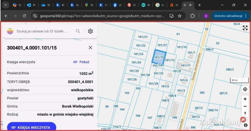 Działka z warunkami zabudowy Borek Wlkp. 1050 m
