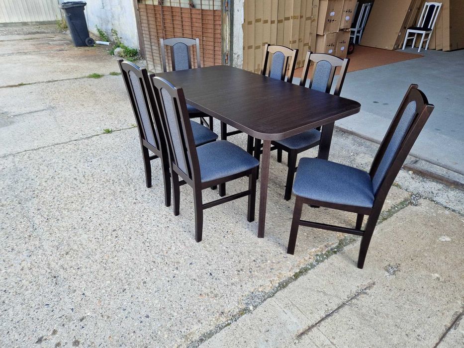 Nowe: STÓŁ 80x140-180 + 6 KRZESEŁ, wenge + grafit , dostawa cała PL