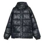kurtka męska zimowa Cropp XL Czarna kurtka puffer z efektem skóry