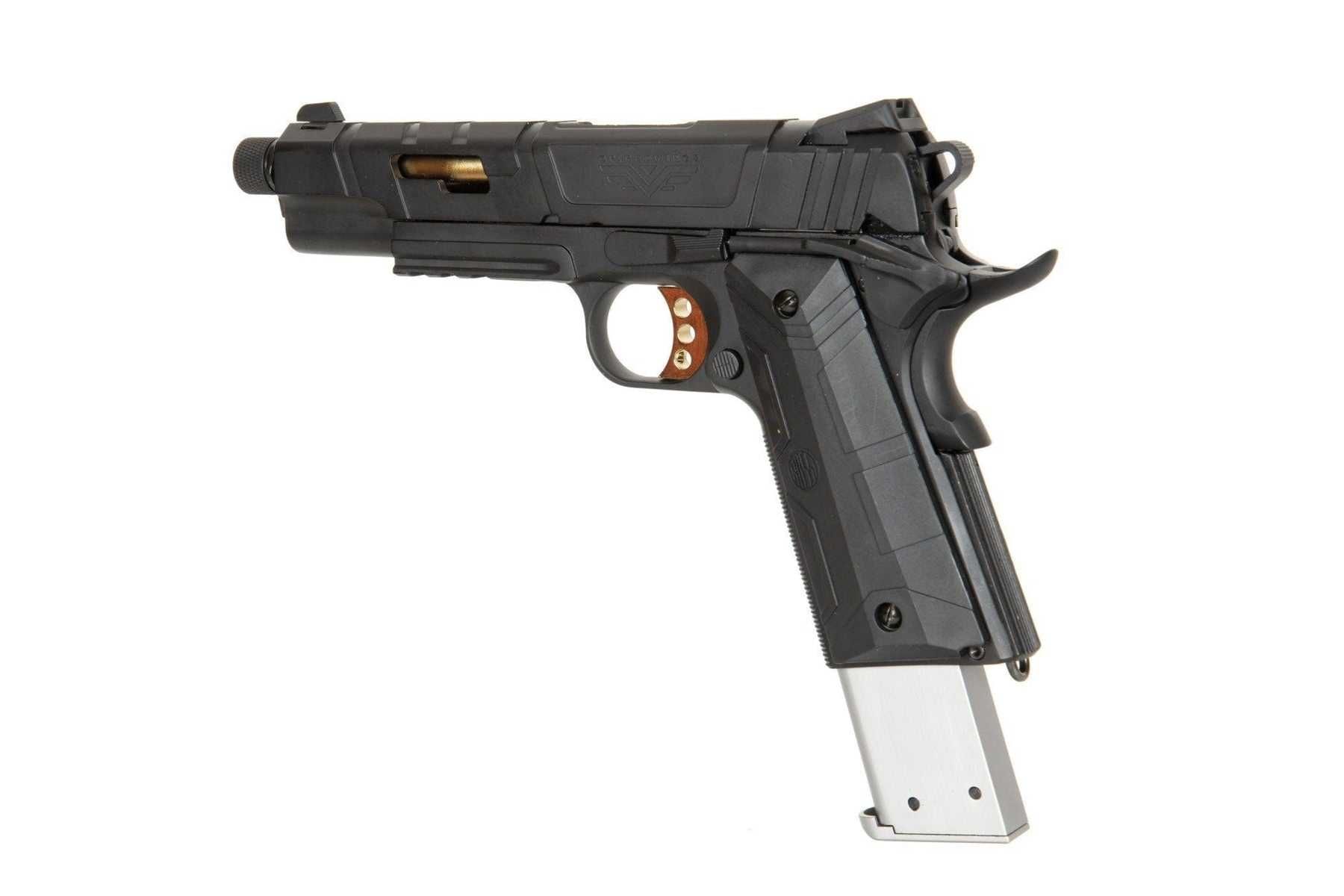 Pistola Colt 1911 Rossi gold 6mm híbrida full metal nova airsoft