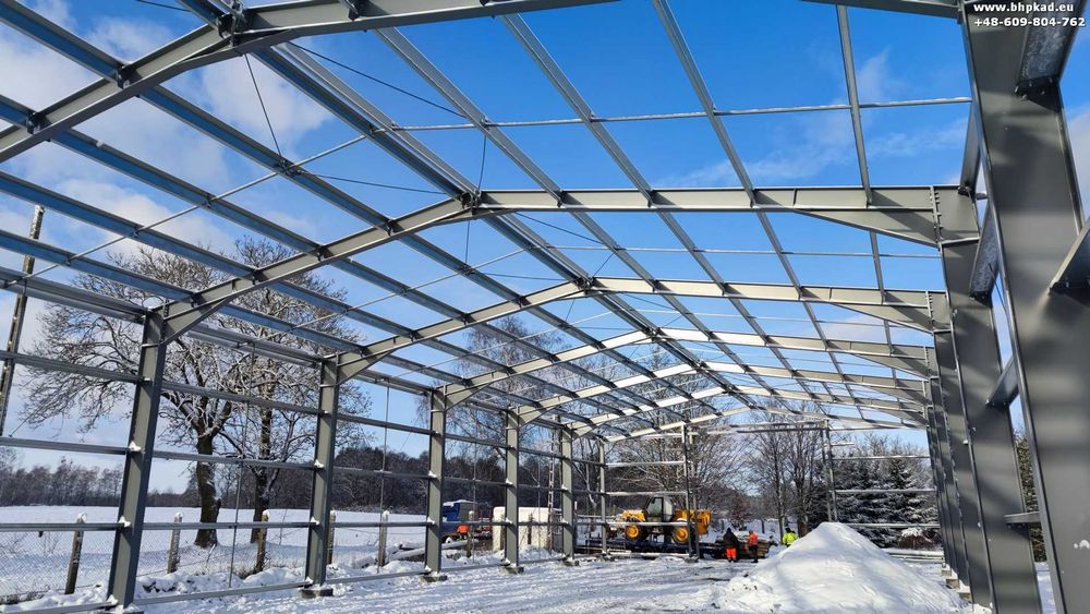 Hala. Wiata. Konstrukcja stalowa. 15x50x6m. Producent. Bartoszyce.