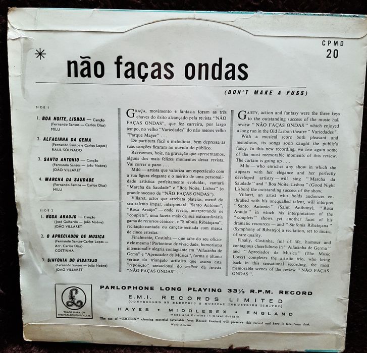 Vinil raríssimo 1957 Teatro de revista