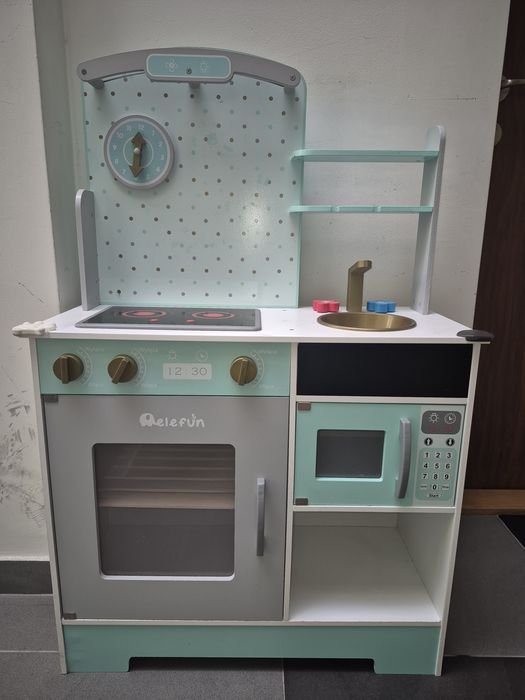 Kuchenka drewniana dla dzieci, kuchnia elefun + akcesoria