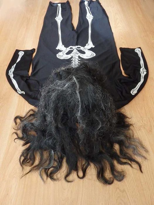 Duży Kostium Kościotrup + Peruka. Made in USA.