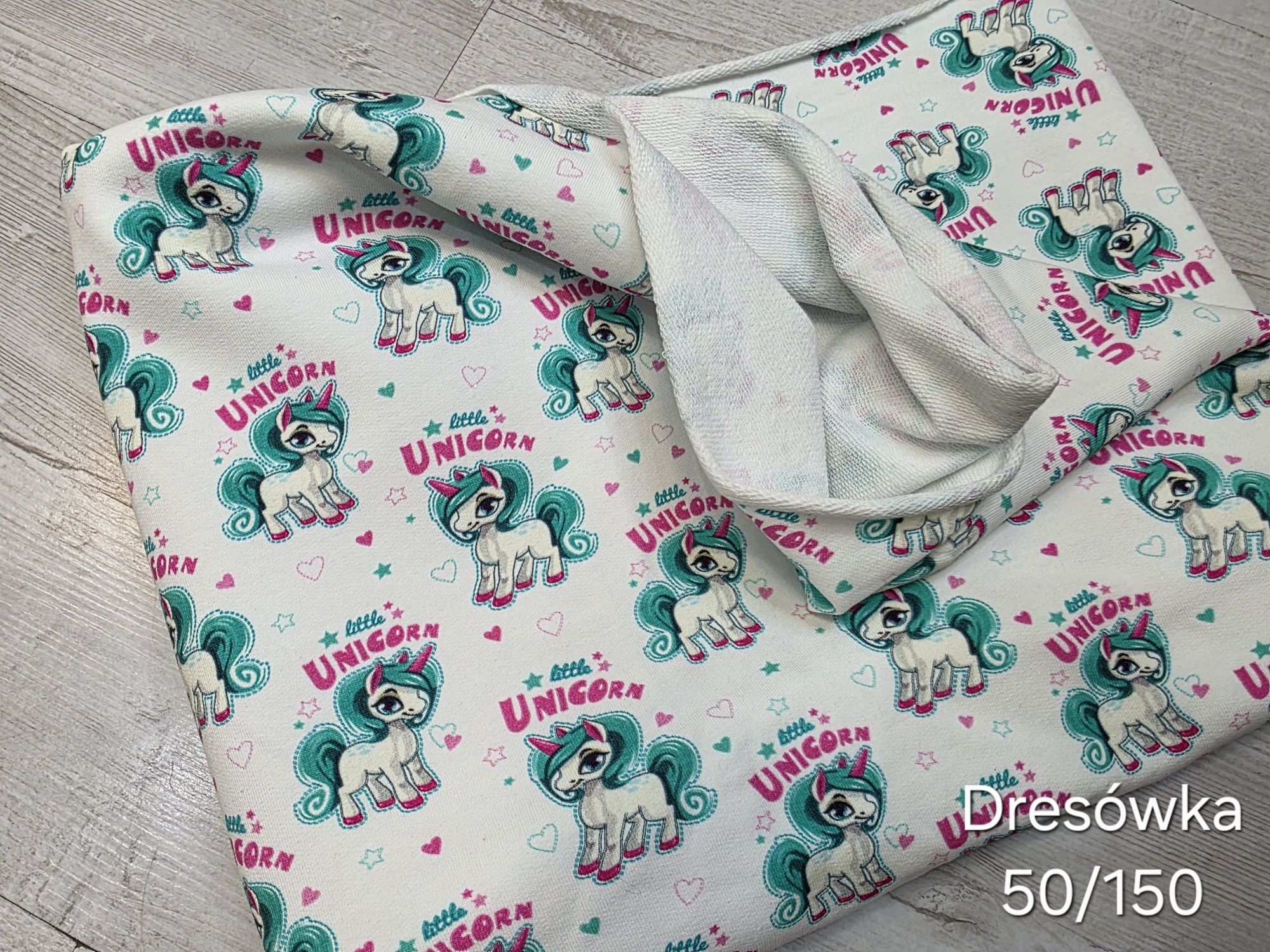 Dresówka, materiał do szycia. Jednorożce