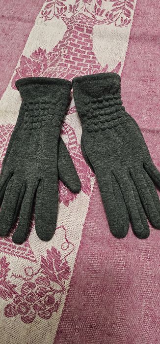 Stalowo szare rękawiczki z meszkiem,r.M