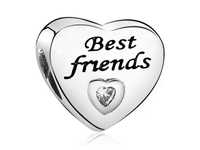 Srebrny Koralik Charms Beads Best Friends Heart Pas324