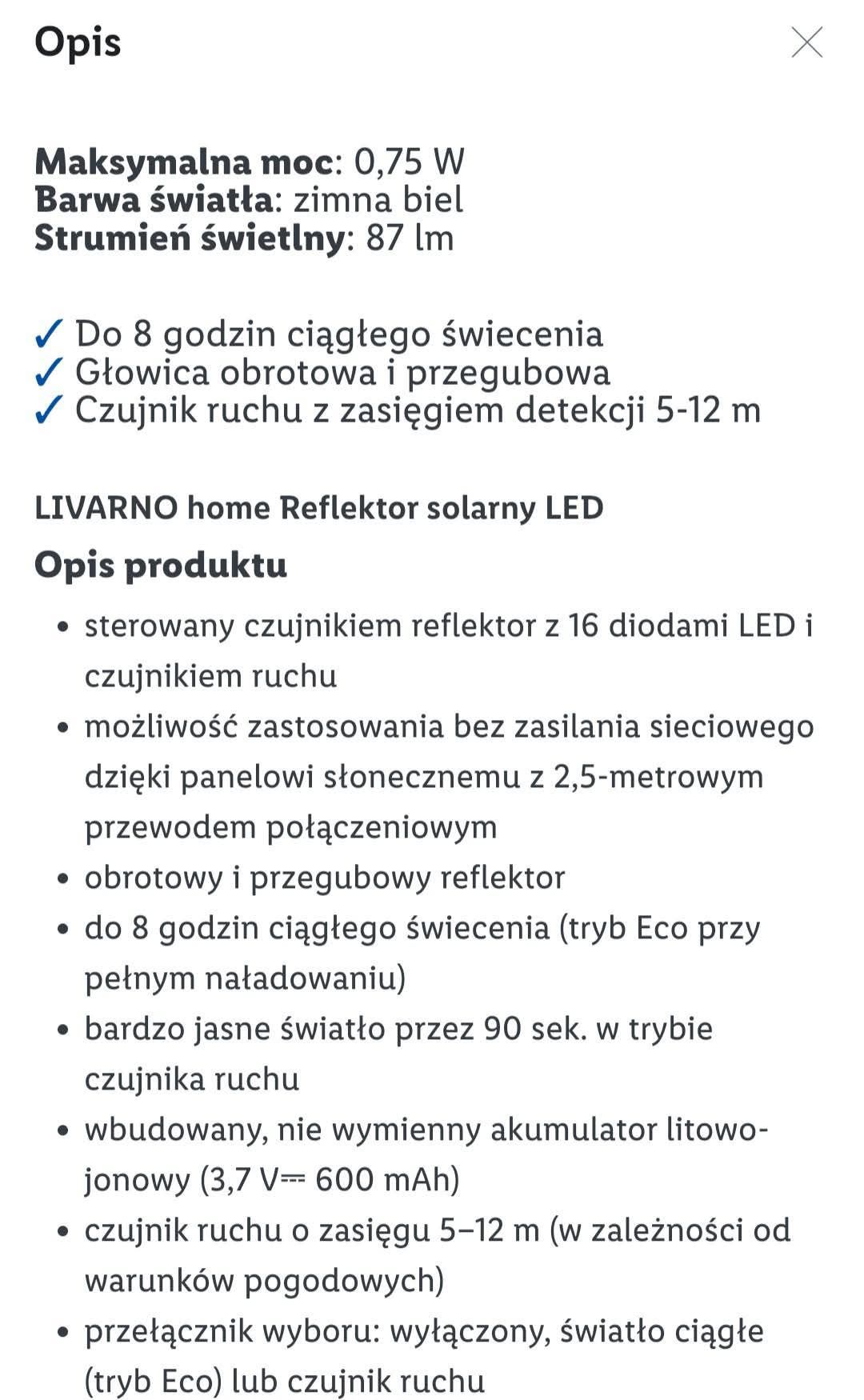 Reflektor solarny LED