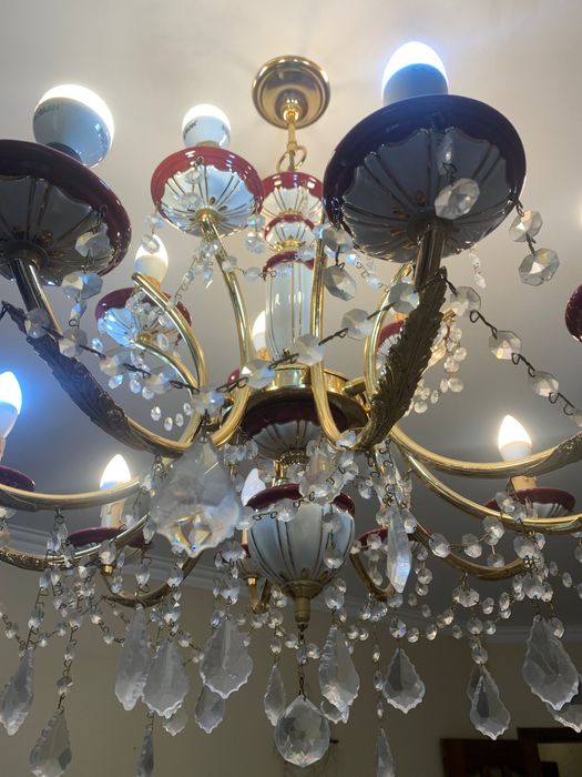 Lustre e dois apliques cristal