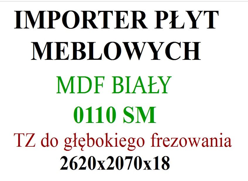 MDF biały 18x2070x26200 TZ PLUS do głębokiego frezowania. Kronospan