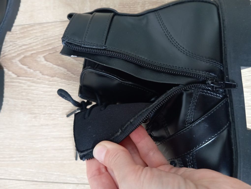 R. 38 jak nowe, botki jesień zima, czarne na zamek, Primark