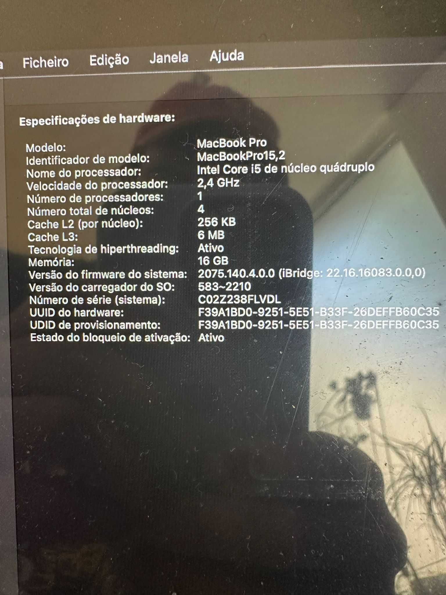 MacBook Pro 2019 de 13 polegadas, A1989, 16GB RAM, i5, 256GB SSD