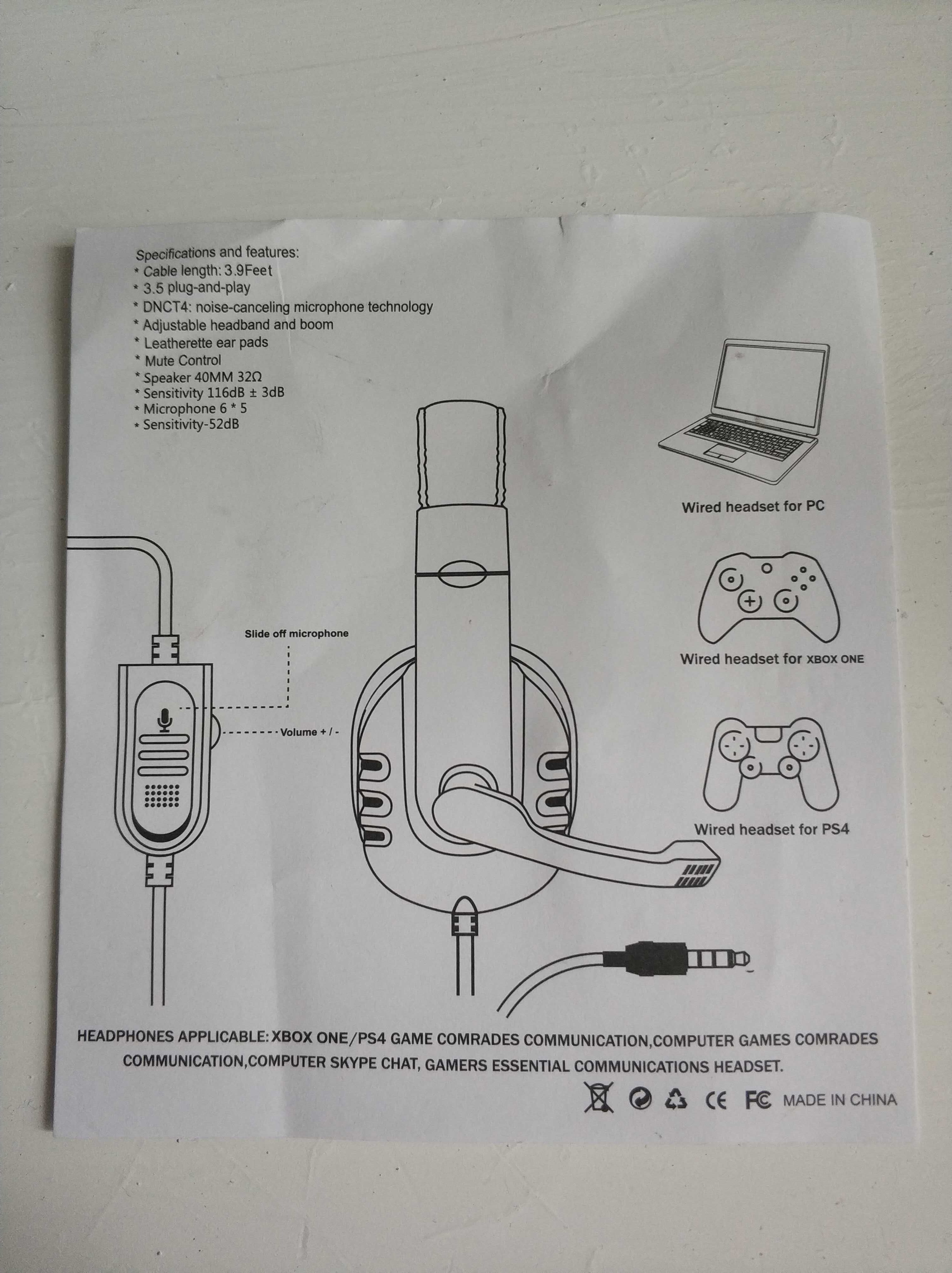 Słuchawki z Mikrofonem Nauszne do konsoli Xbox Playstation PS4 PC