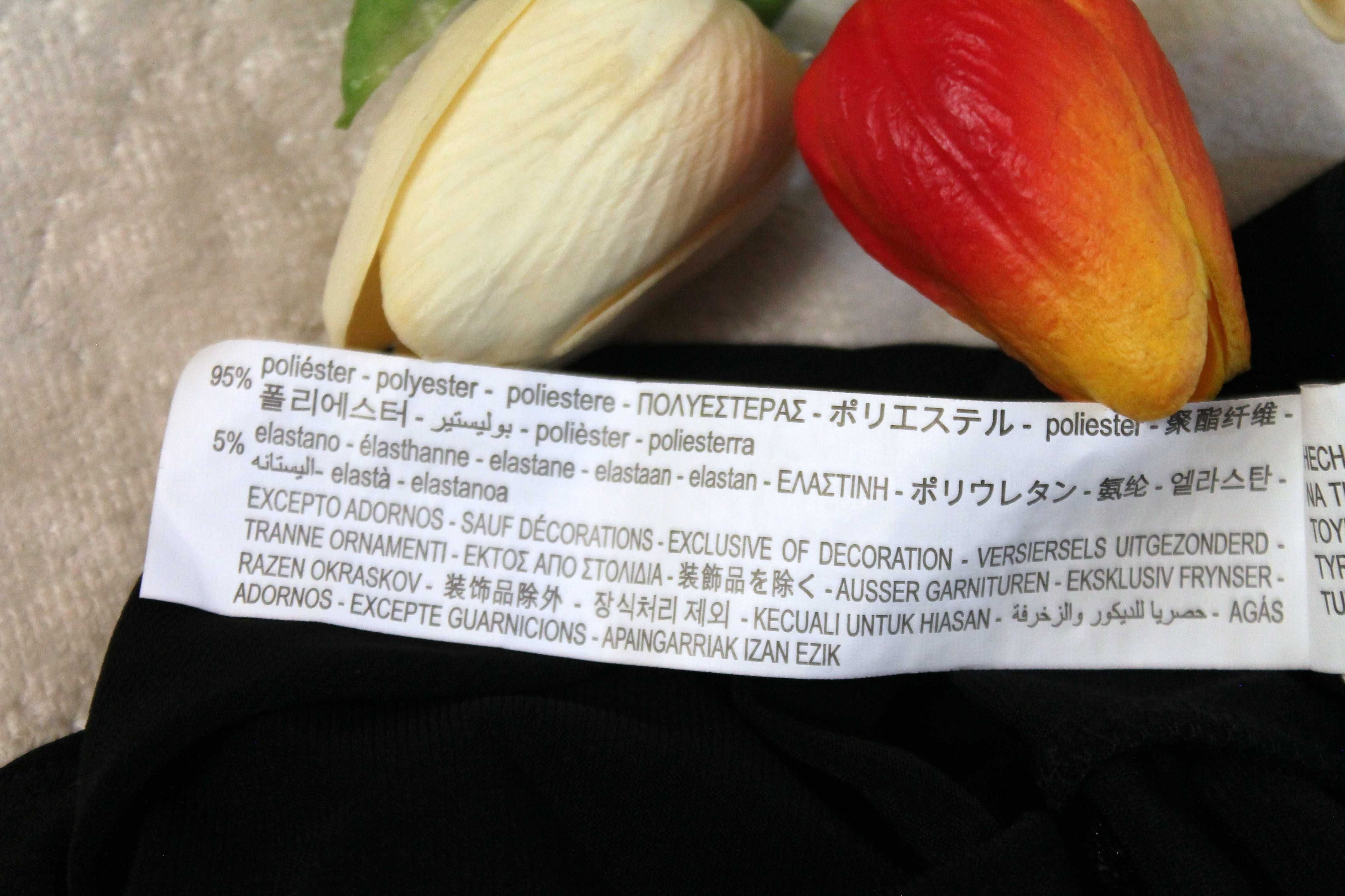 Shein Asymetryczne Czarne Body Tłoczony Materiał Rękaw Falbanka S/M