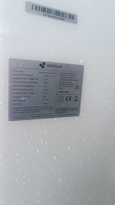 Panele fotowoltaiczne ZN SHINE 455W Black Frame