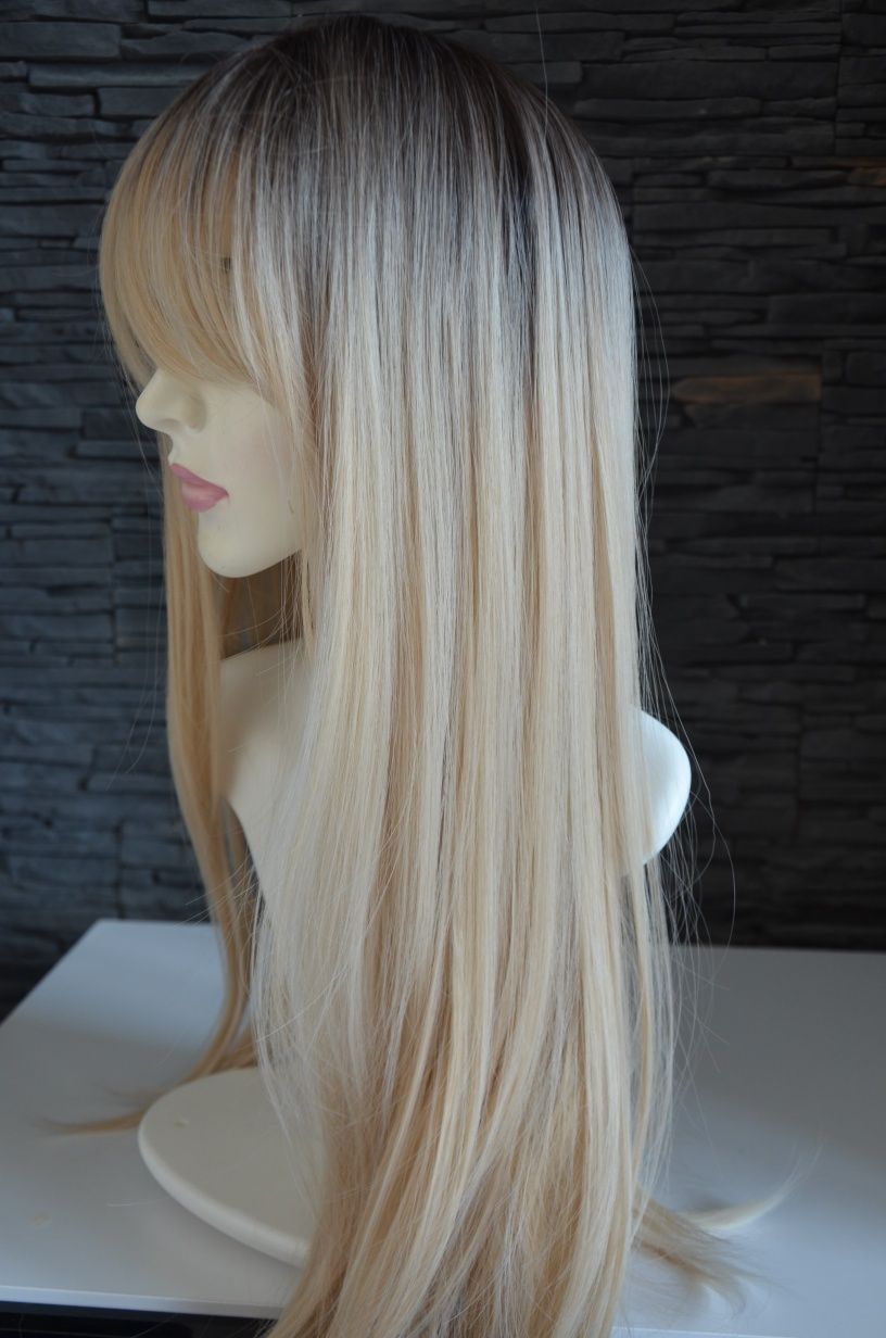 Peruka jasny blond długie gęste włosy NOWA