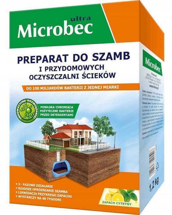 Bros - Microbec Ultra 1Kg Zapach Cytryny - Preparat Do Szamb