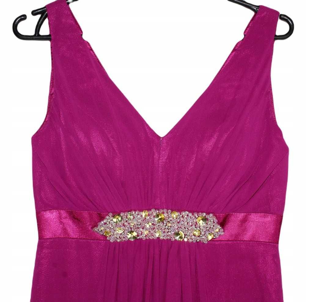 Różowa wieczorowa sukienka magenta maxi XS 34