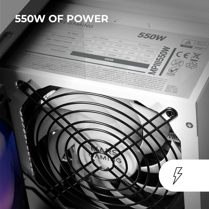 Zasilacz PC ATX 550W Mars Gaming MPIII550 Sprawność 85%