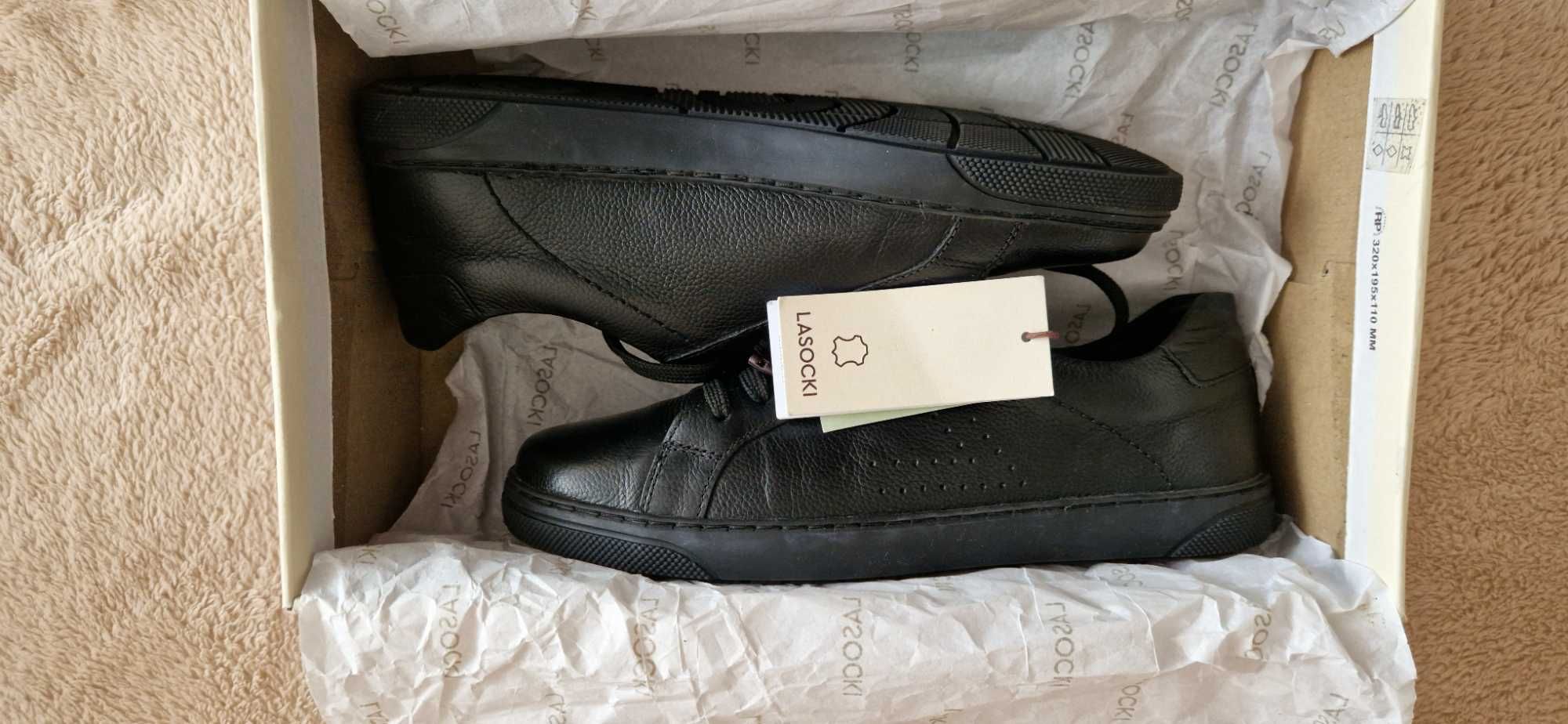 Sneakersy damskie skóra licowa, Lasocki, czarne, rozm. 37, GWARANCJA !