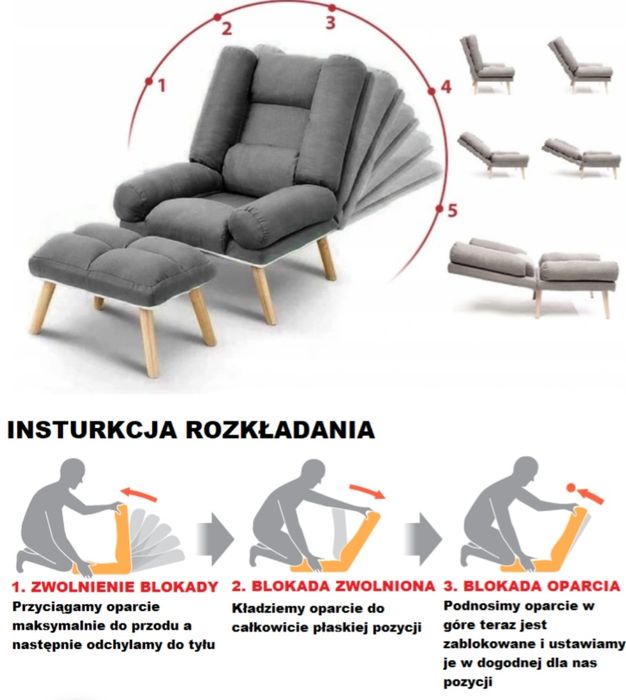 Fotel uszak rozkładany stan idealny