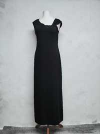 Długa czarna sukienka maxi dopasowana rozporek na nodze nowa rozmiar