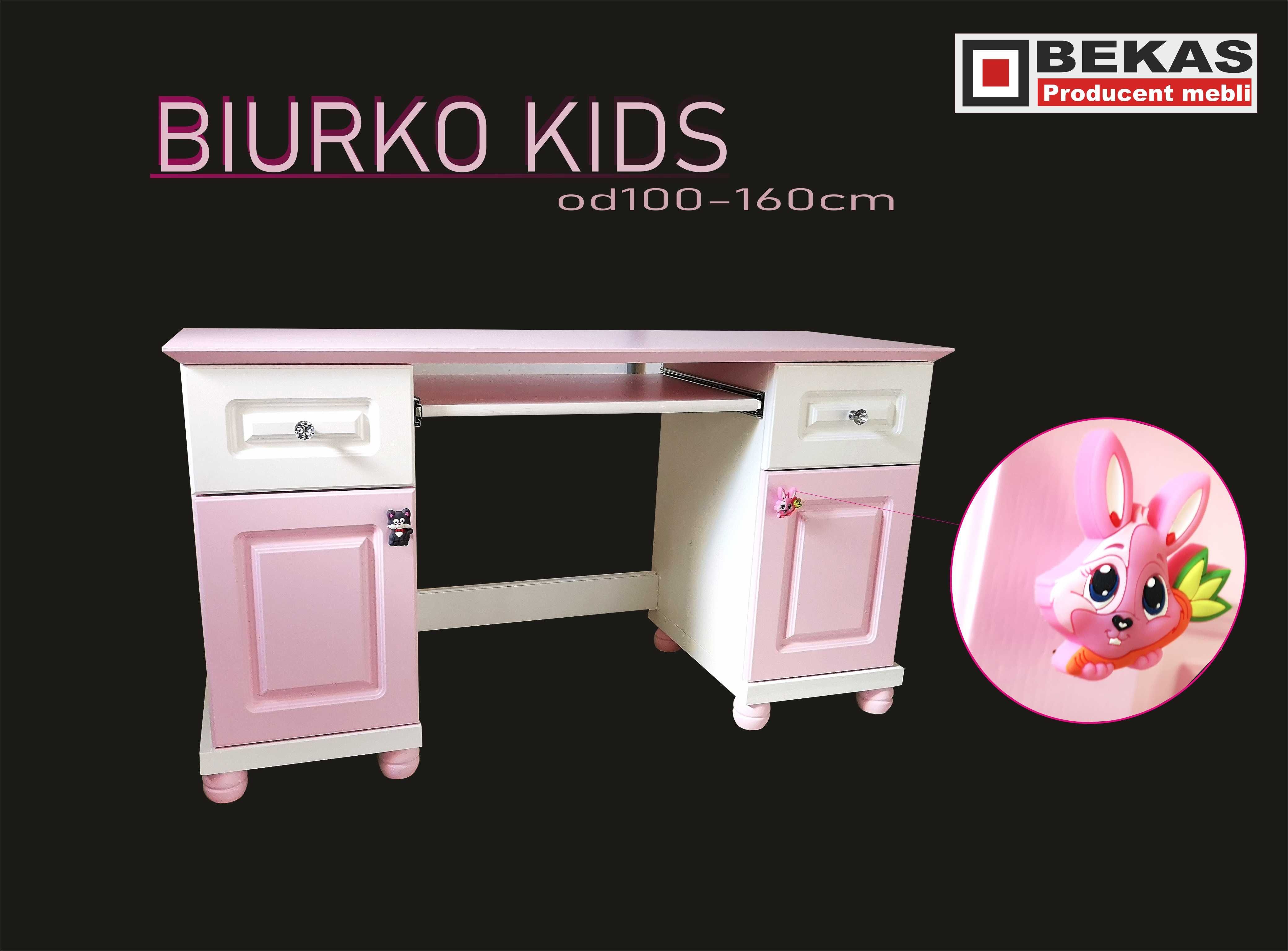 Śliczne Biurko KIDS 120 KSIĘŻNICZKI Pink White OAK Dąb BEKAS Producent