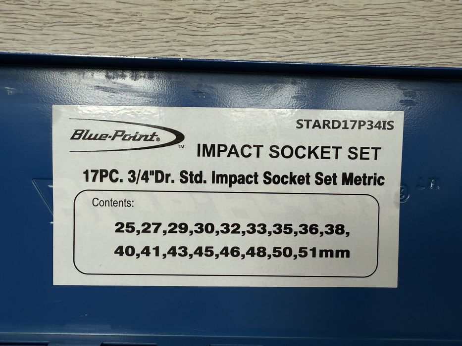 Zestaw 17 nasadek udarowych 3/4”, 25-51mm Blue-Point STARD17P34IS nowe