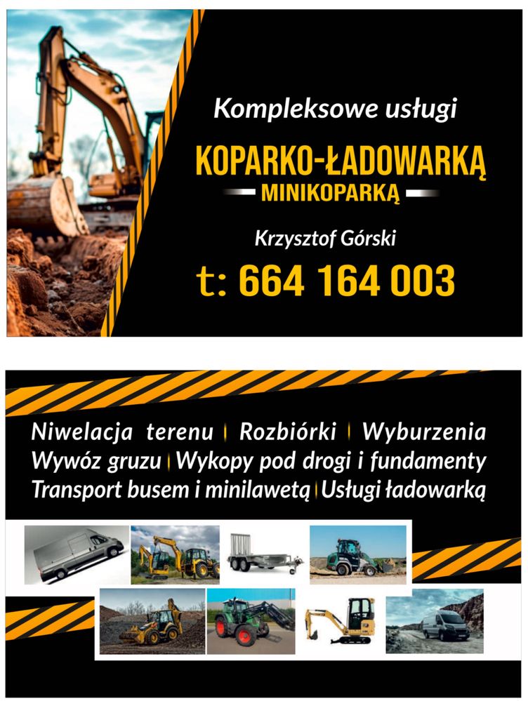 Uslugi Koparko Ładowarka, minikoparką, ładowarką