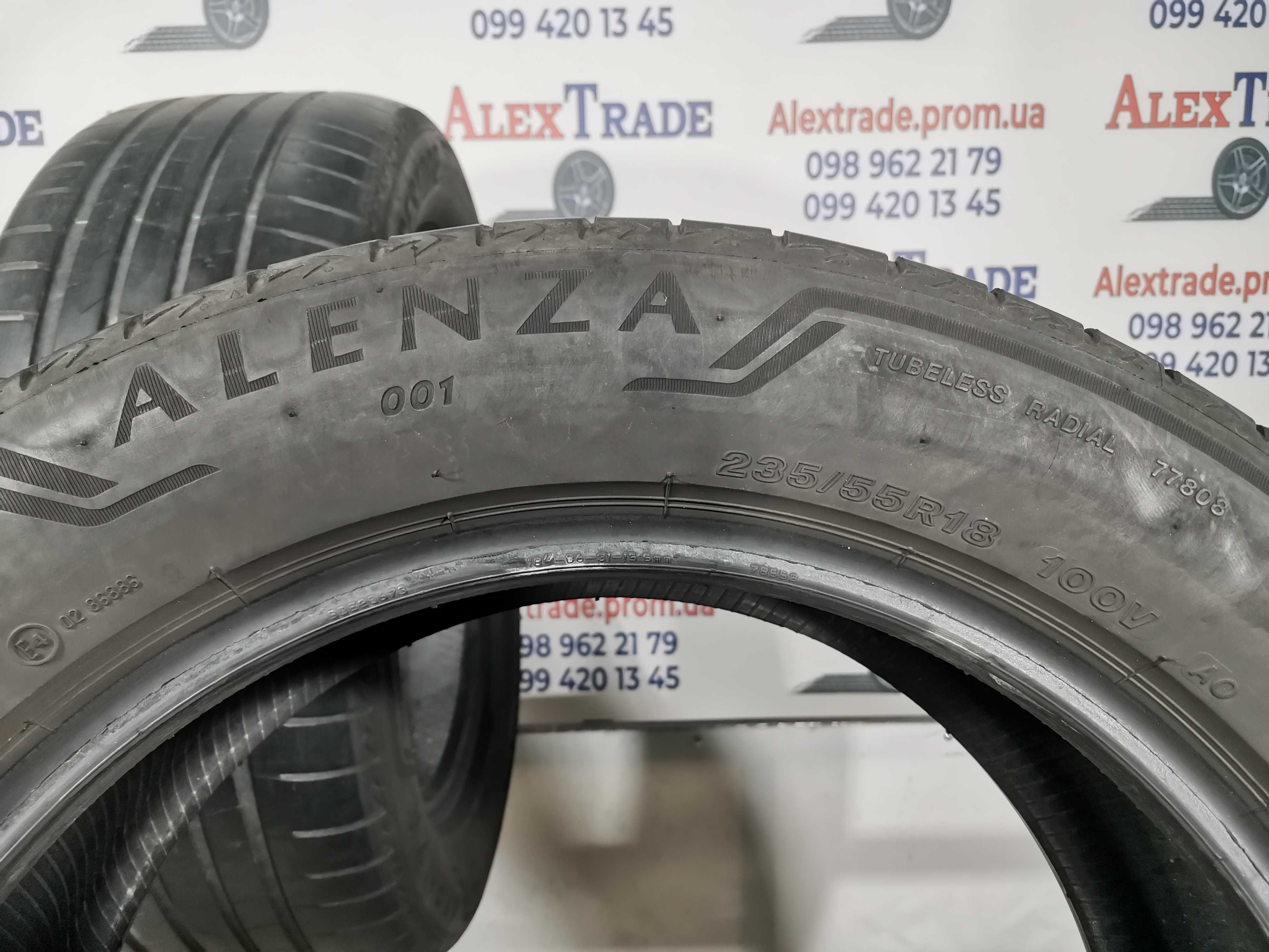 2 шт. 235/55 R18 Bridgestone Alenza 001 літні шини б/у, 2020 рік