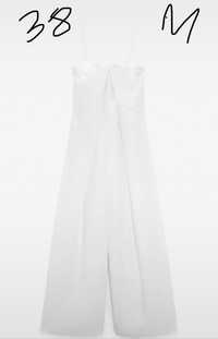 Kombinezon lniany len zara 38 m szerokie nogawki wide leg oversize