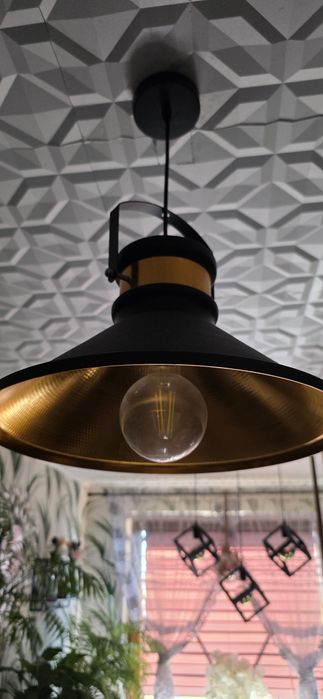 Lampa wisząca czarna złota loft