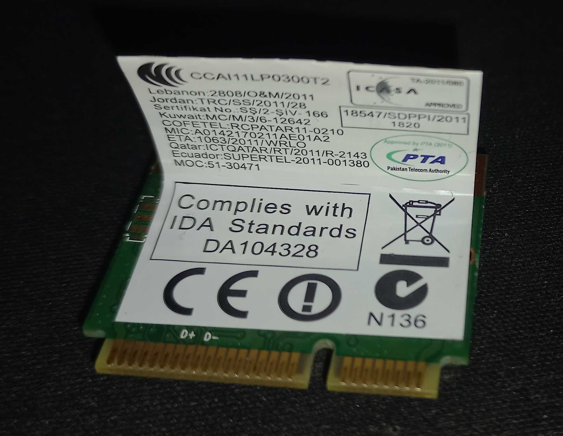 Karta sieciowa wifi lenovo N580 G580 G585 P580