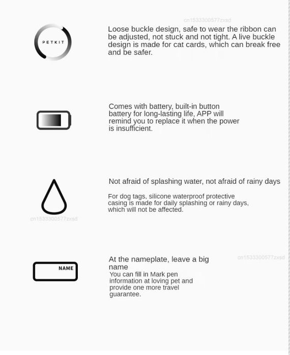 Youpin PETKIT Fit 3 Inteligentna mini obroża dla zwierząt M aplikacja