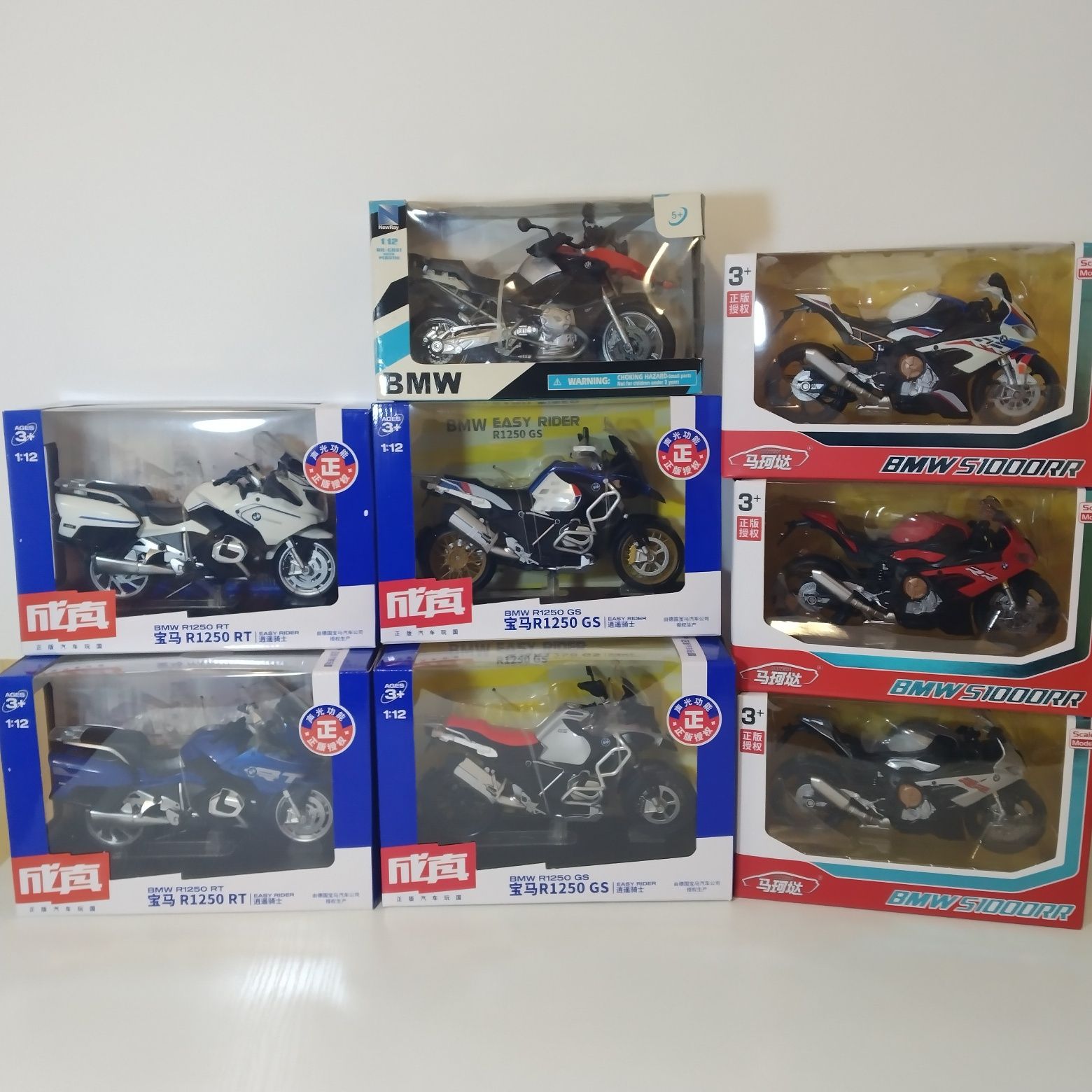 Моделі 1:12  BMW R1200/1250 GS HP, BMW R1250 RT, BMW S1000 RR