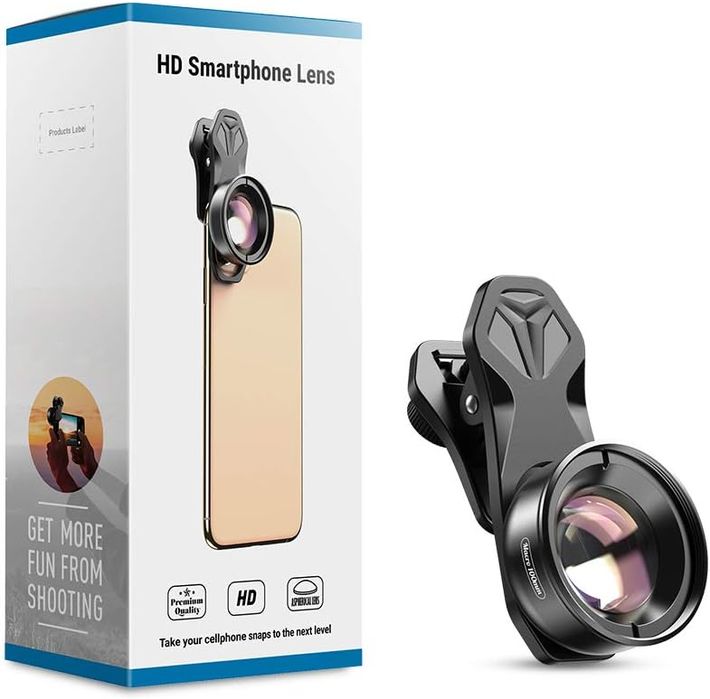 Obiektyw Makro Apexel 100mm HD do Telefonów Smartfonów Klips Uchwyt