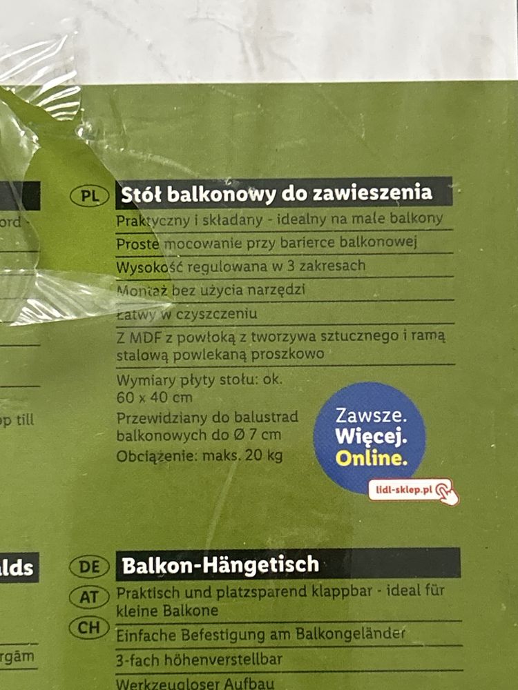 Stół balkonowy fo zawieszenia