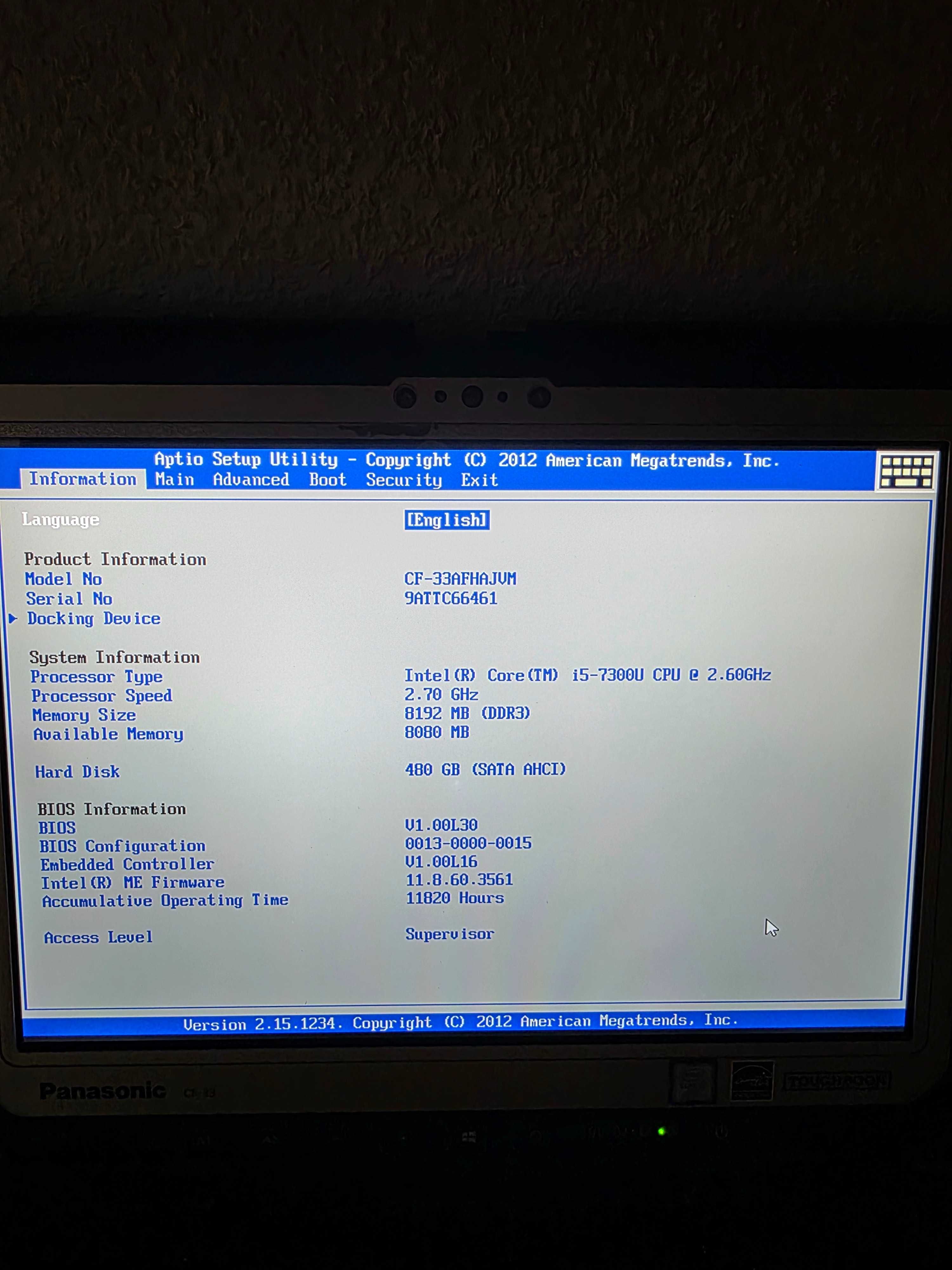 Захищений ноутбук Panasonic Toughbook CF-33 (i5-7200U 480SSD)