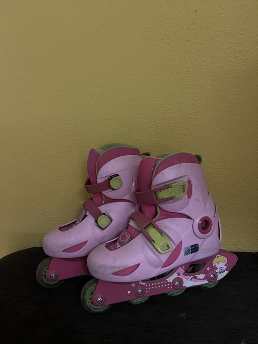 Patins em linha de menina, tamanho ajustável (34-36)
