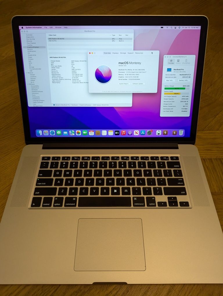 MacBook Pro 2015, 15", i7, 16/256, RADEON R9 m370x.