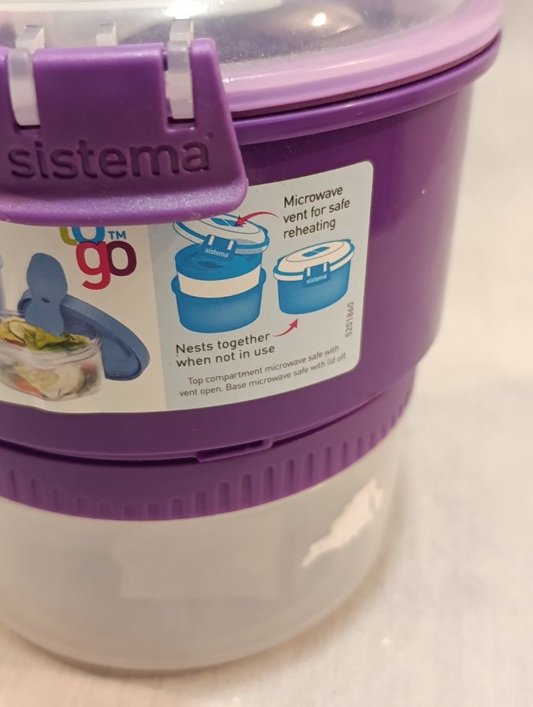 Lunch box dwupoziomowy z widelcem 965ml