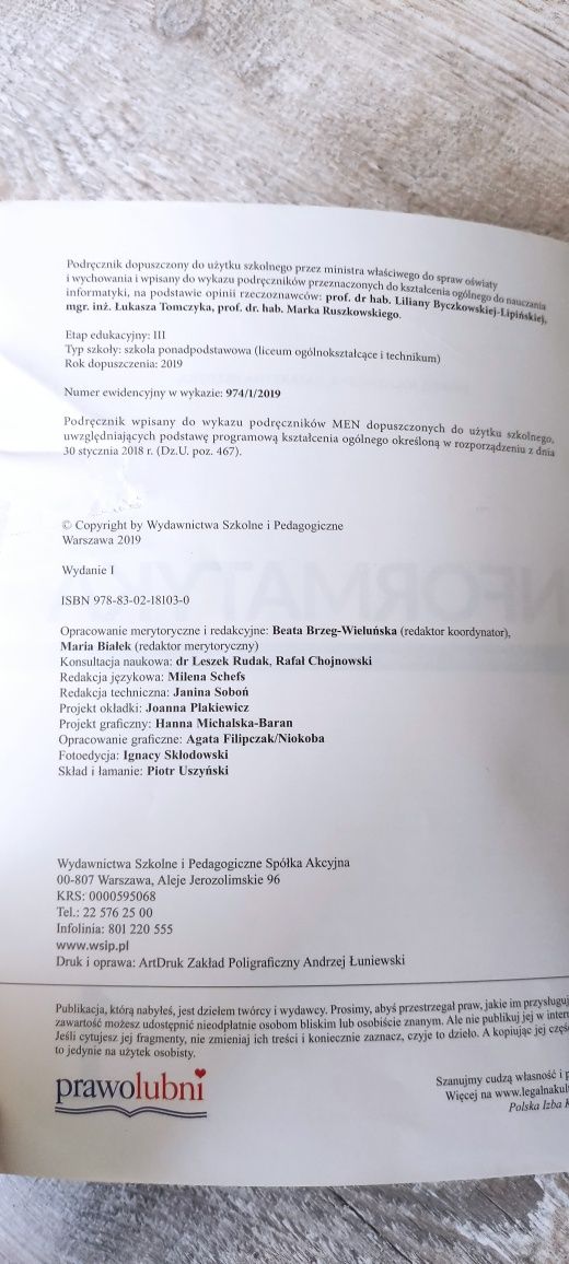 Informatyka 1 zakres podstawowy