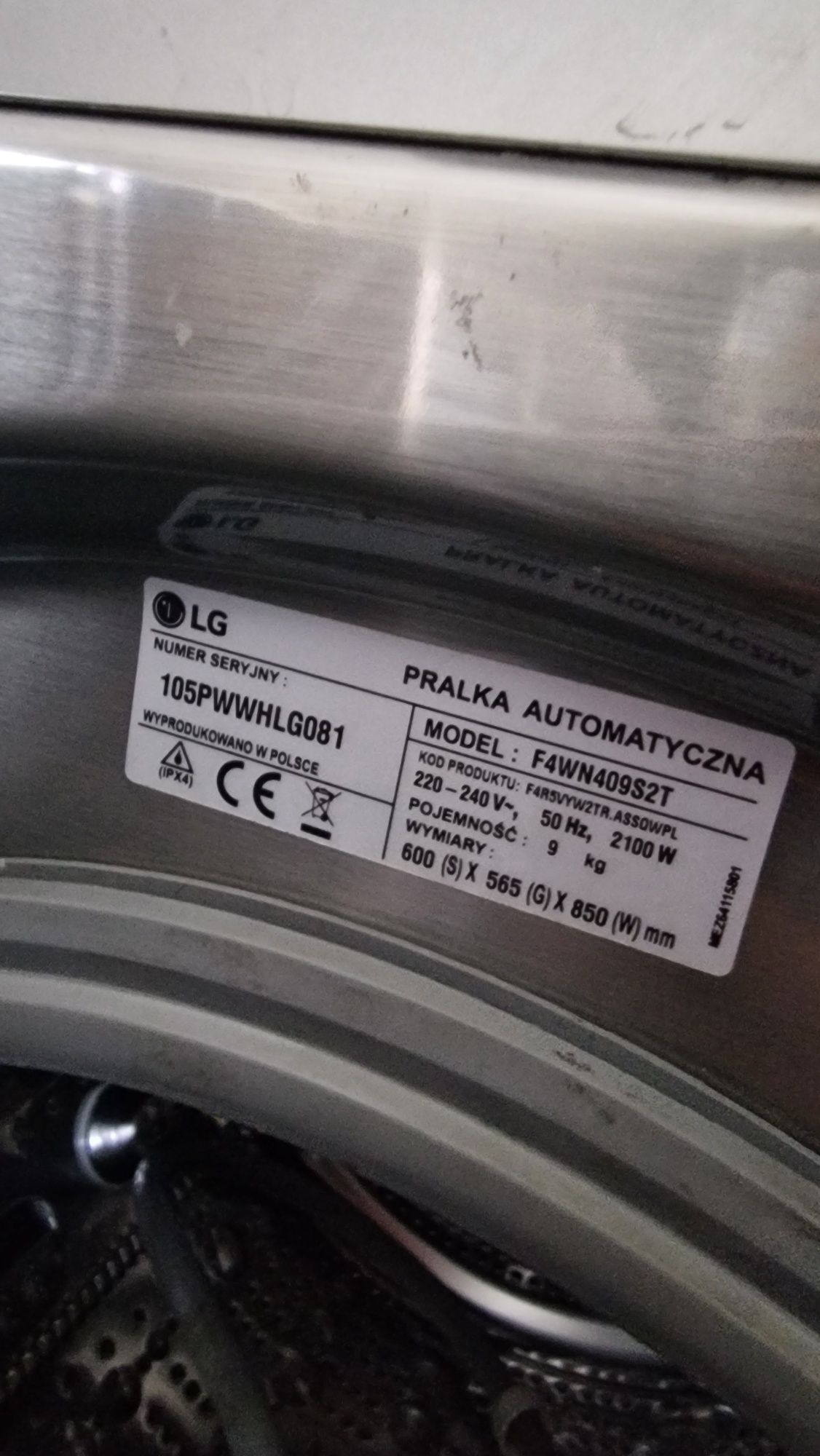 Pralka LG 9 kg Wifi model F4WN409S2T