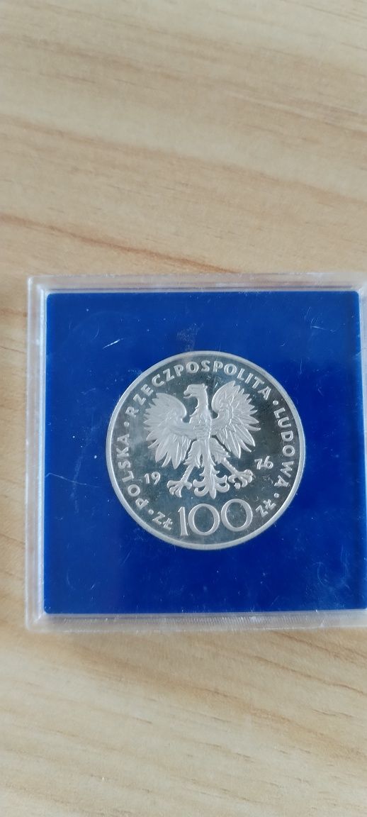Srebrna moneta 100 zł Kazimierz Pułaski 1976