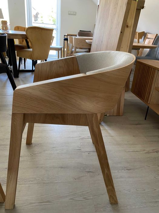 Stół okrągły rozkładany Fi 120+50 lite drewno,lamele plus 4 krzesła