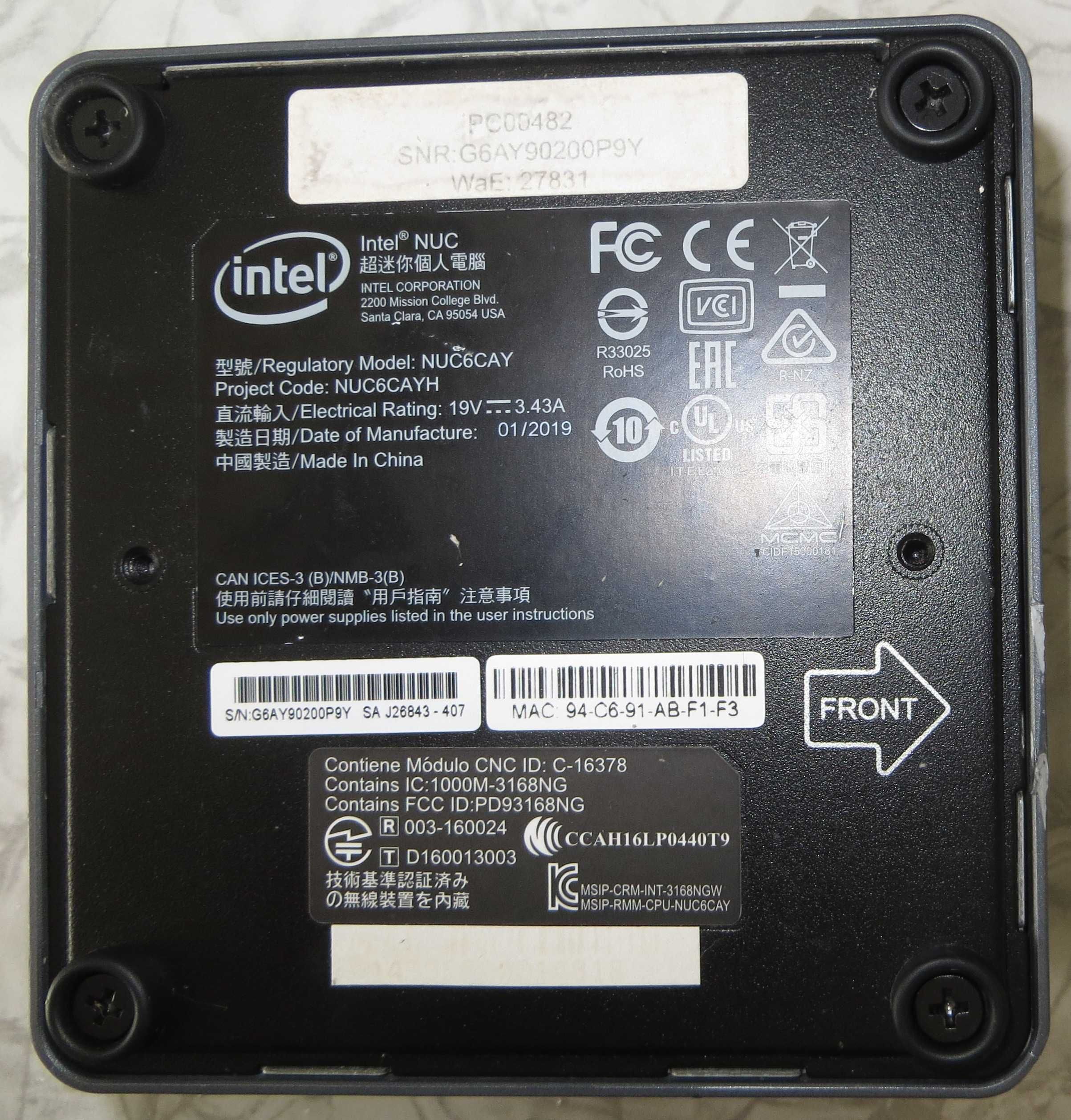 Системний блок Intel NUC6CAYS (Intel Celeron J3455/8/120 ssd) Wi-Fi