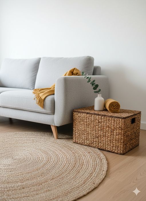 Elegancki kosz wiklinowy boho rustykalny skandynawski