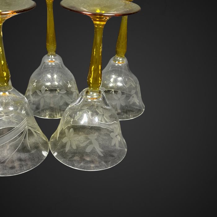 Kieliszki do wina krszytałowe szlif roślinny oliwkowa nózka B5/110938