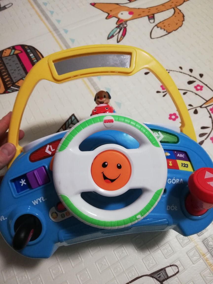 Kierownica fisher Price i akwarium z rybką i z piłeczkami
